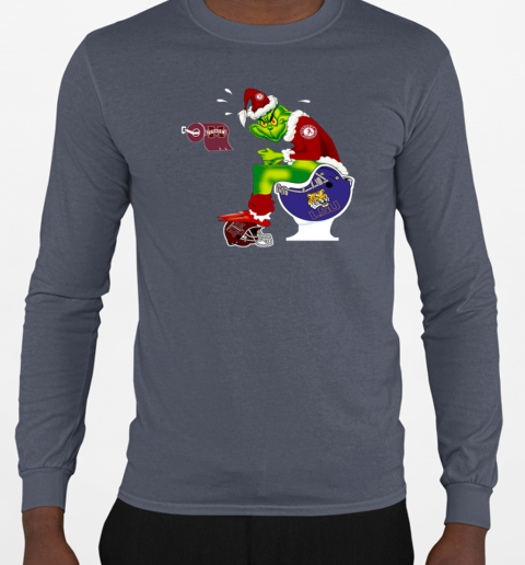 Alabama Crimson Tide Grinch Santa Toilet LSU Tigers Texas A T-Shirt Long Sleeved T-shirt 