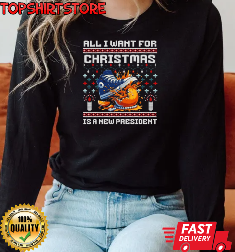 All I Want This Christmas Is Kamala Harris As President Madam President Kamala 2024 T-Shirt Long Sleeved T-shirt 