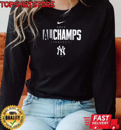 American League Champions MLB New York Yankees 2024 Logo T-Shirt Long Sleeved T-shirt 