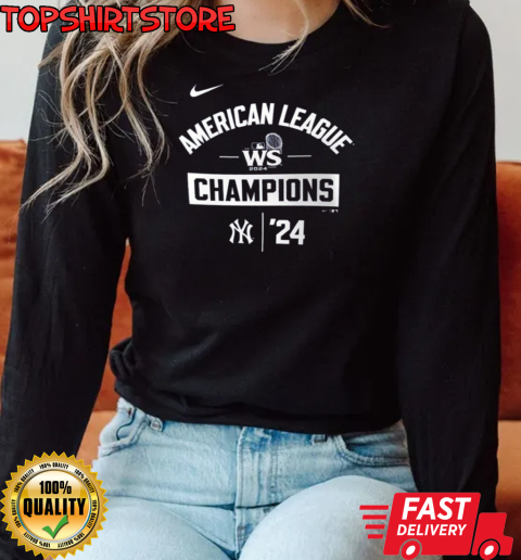 American League Champions New York Yankees 2024 Arched Lockup T-Shirt Long Sleeved T-shirt 