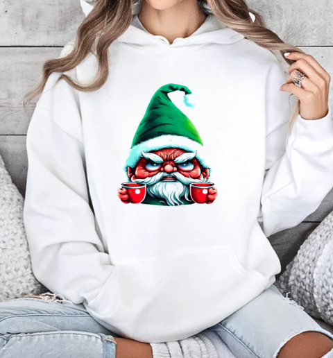 Angry Gnome Holding Cups of Coffee T-Shirt Unisex Hoodie