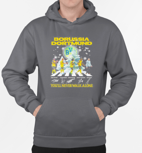 Borussia Dortmund Celebrate Christmas With You'll Never Walk Alone Signatures 2024 T-Shirt Unisex Hoodie