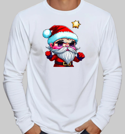 Cartoon Character Dressed as Santa Claus with Red Beard and Eyes T-Shirt Long Sleeved T-shirt 