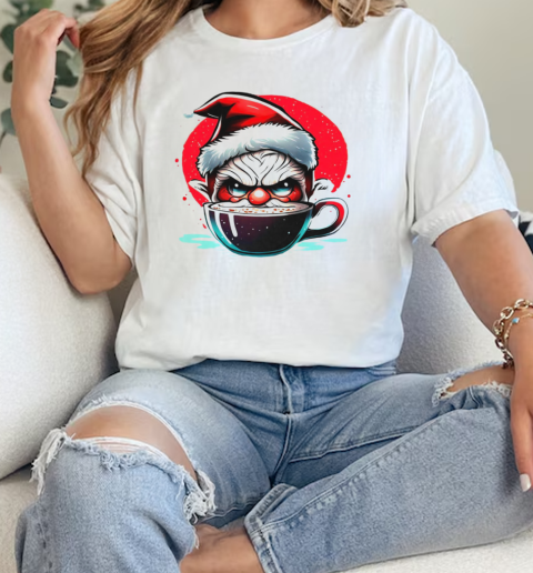 Cartoon Character Enjoying Hot Cocoa in a Santa Hat T-Shirt Classic Women's T-shirt