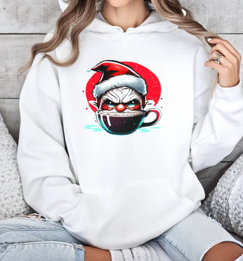 Cartoon Character Enjoying Hot Cocoa in a Santa Hat T-Shirt Unisex Hoodie