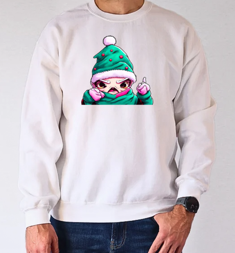 Cartoon Character Wearing Santa Claus Hat Pointing at Camera T-Shirt Unisex Sweatshirt