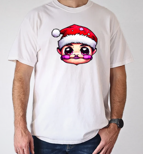 Cartoon Character in Santa Claus Hat with a Big Smile T-Shirt