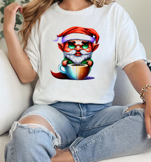 Cartoon Elf in Coffee Cup T-Shirt Classic Women's T-shirt