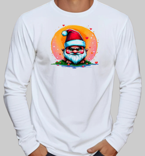 Cartoon Gnome Illustration for Christmas Greetings T-Shirt Long Sleeved T-shirt 