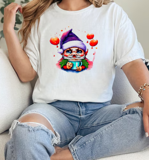 Cartoon Gnome with Colorful Balloons Illustration T-Shirt Classic Women's T-shirt