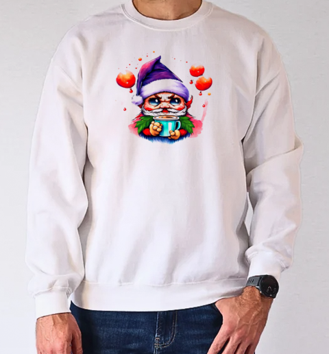 Cartoon Gnome with Colorful Balloons Illustration T-Shirt Unisex Sweatshirt