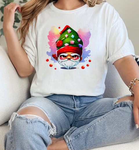 Cartoon Gnome with Elf Hat and Candy Decorations T-Shirt Classic Women's T-shirt