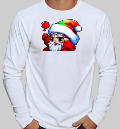 Cartoon Santa Claus Blowing Bubbles T-Shirt Long Sleeved T-shirt 