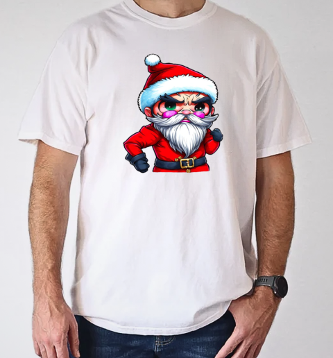 Cartoon Santa Claus Character with Angry Expression T-Shirt