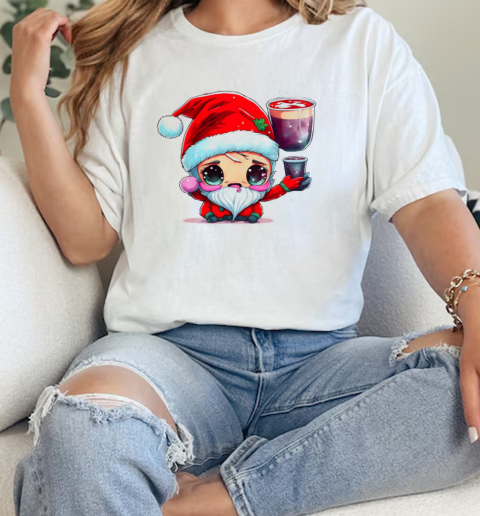 Cartoon Santa Claus Character with Cups of Liquid T-Shirt Classic Women's T-shirt