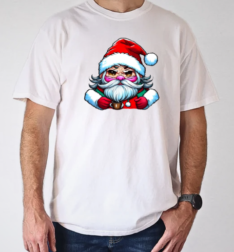 Cartoon Santa Claus holding a coffee cup T-Shirt