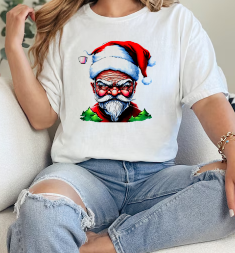 Cartoon Santa Claus with Coffee Cup T-Shirt Classic Women's T-shirt