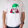 Cartoon Santa Claus with Merry Christmas Hat Holding Iced Coffee T-Shirt Classic Men's T-shirt