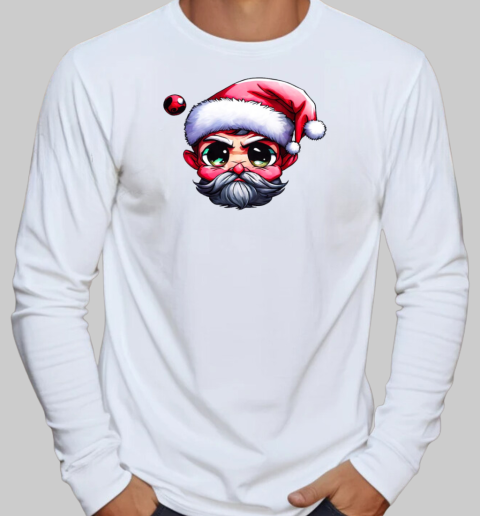 Cartoon Santa Claus with Red Ball T-Shirt Long Sleeved T-shirt 