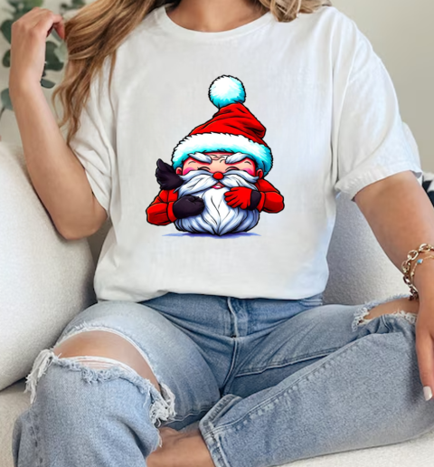 Cartoon Santa Claus with Reindeer T-Shirt Classic Women's T-shirt