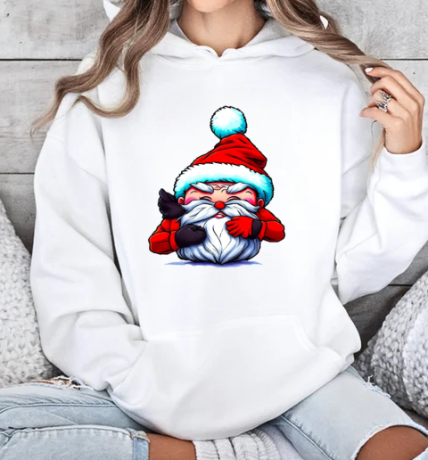 Cartoon Santa Claus with Reindeer T-Shirt Unisex Hoodie