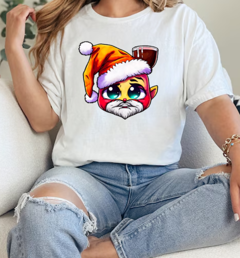 Cartoon character wearing Santa Claus hat and holding mug of hot chocolate T-Shirt Classic Women's T-shirt