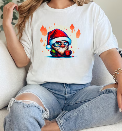 Cartoon character wearing Santa hat and glasses with a red cup T-Shirt Classic Women's T-shirt