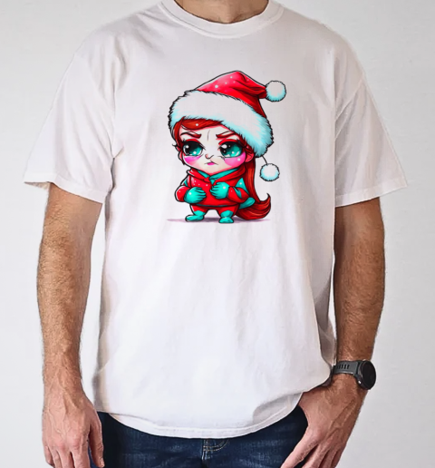 Cartoon girl dressed as Santa Claus T-Shirt