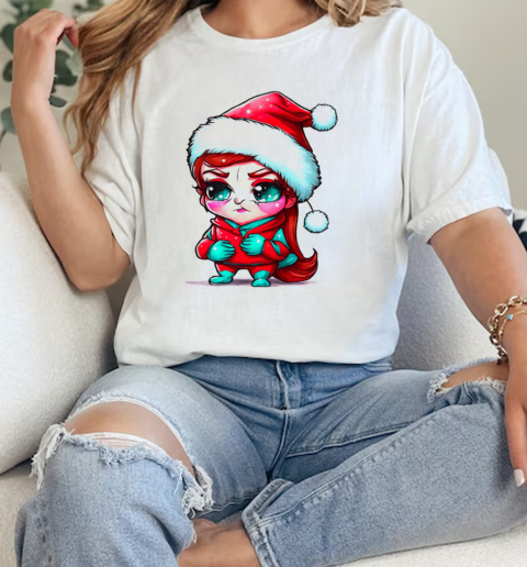 Cartoon girl dressed as Santa Claus T-Shirt Classic Women's T-shirt