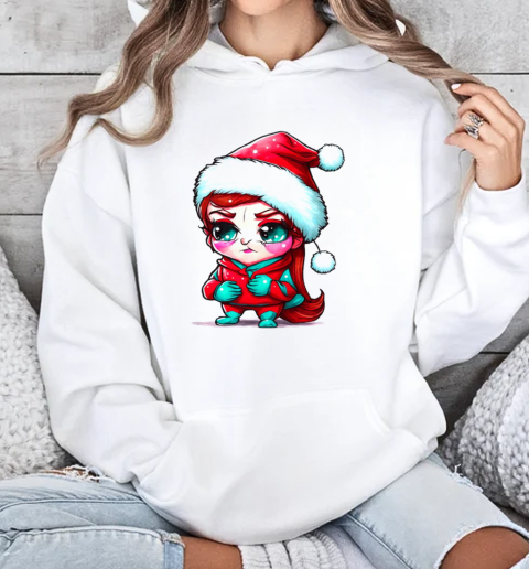 Cartoon girl dressed as Santa Claus T-Shirt Unisex Hoodie