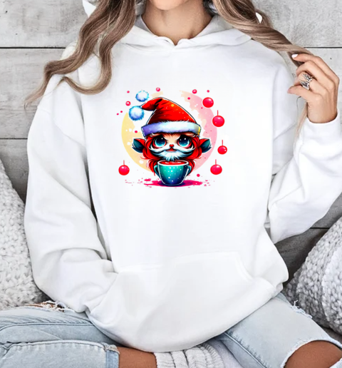 Cute Kitty Cat Enjoying Hot Cocoa T-Shirt Unisex Hoodie