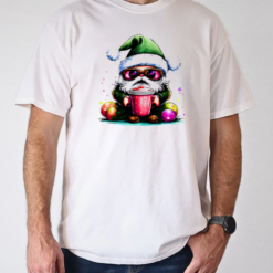 Cute Santa Claus with sunglasses and iced coffee T-Shirt