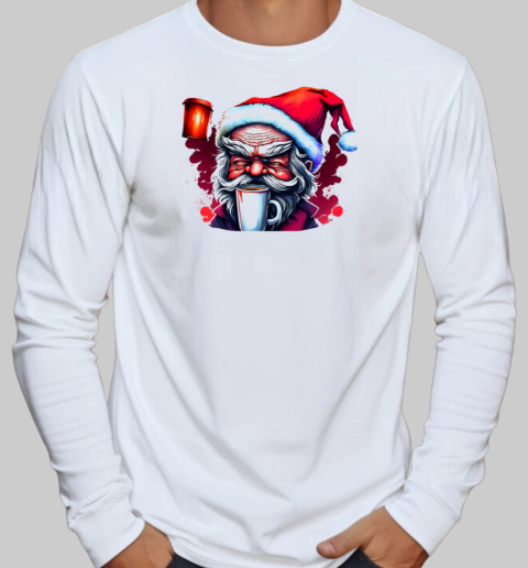 Dark and Mysterious Santa Claus Drawing T-Shirt Long Sleeved T-shirt 