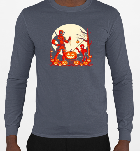 Deadpool and Spiderman Halloween Retro T-Shirt Long Sleeved T-shirt 