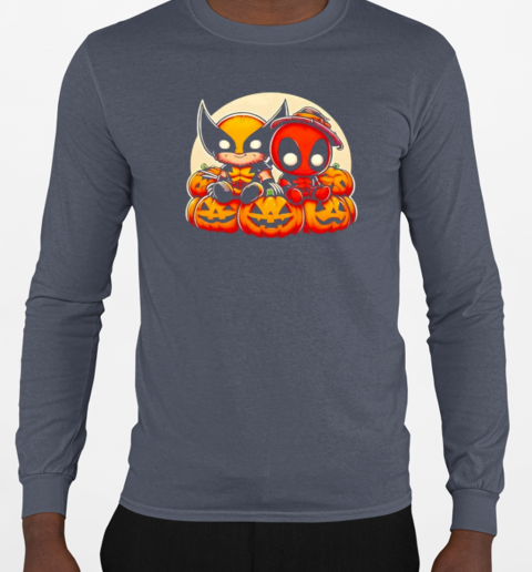 Deadpool and Wolverine Cute Halloween T-Shirt Long Sleeved T-shirt 