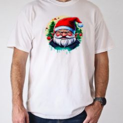 Festive Santa Claus Drawing with Angry Face and Red Beard T-Shirt