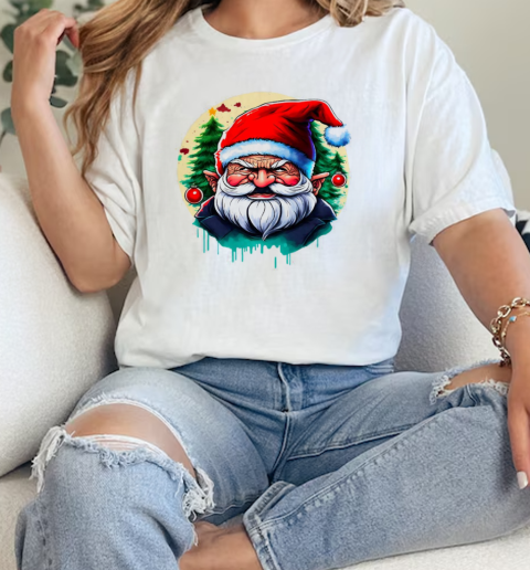 Festive Santa Claus Drawing with Angry Face and Red Beard T-Shirt Classic Women's T-shirt