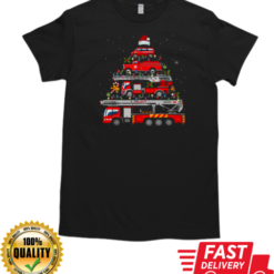 Fire Truck Arrange Christmas Tree Christmas Firefighter T-Shirt