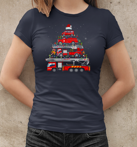 Fire Truck Arrange Christmas Tree Christmas Firefighter T-Shirt Classic Women's T-shirt