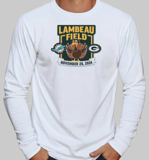 Green Bay Packers vs Miami Dolphins Lambeau Field November 28 2024 Matchup T-Shirt Long Sleeved T-shirt 