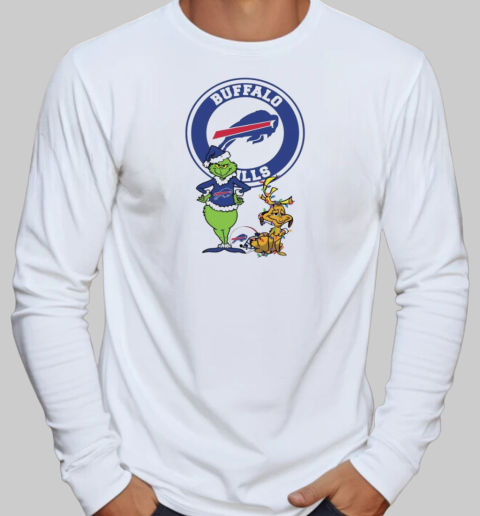 Grinch And Max Buffalo Bills Merry Christmas 2024 T-Shirt Long Sleeved T-shirt 