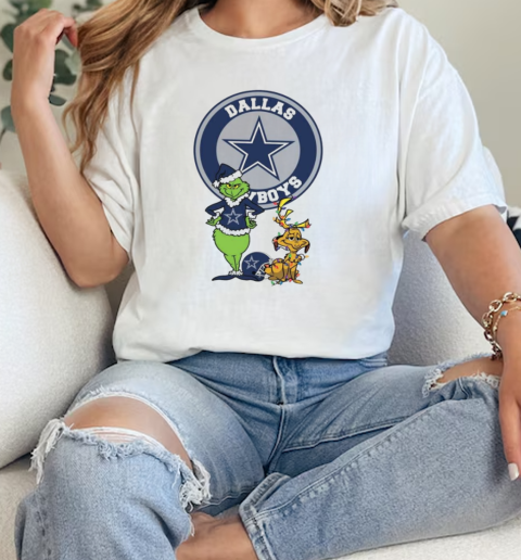 Grinch And Max Dallas Cowboys Merry Christmas 2024 T-Shirt Classic Women's T-shirt