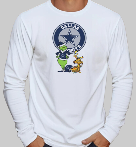 Grinch And Max Dallas Cowboys Merry Christmas 2024 T-Shirt Long Sleeved T-shirt 