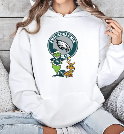 Grinch And Max Philadelphia Eagles Merry Christmas 2024 T-Shirt Unisex Hoodie