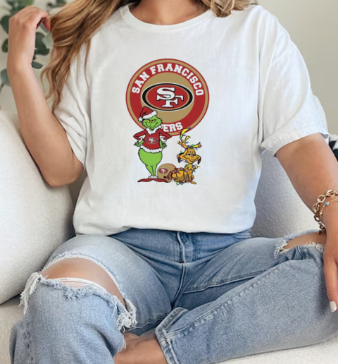 Grinch And Max San Francisco 49ers Merry Christmas 2024 T-Shirt Classic Women's T-shirt