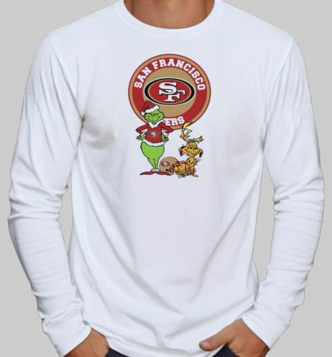 Grinch And Max San Francisco 49ers Merry Christmas 2024 T-Shirt Long Sleeved T-shirt 