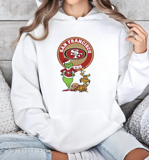 Grinch And Max San Francisco 49ers Merry Christmas 2024 T-Shirt Unisex Hoodie