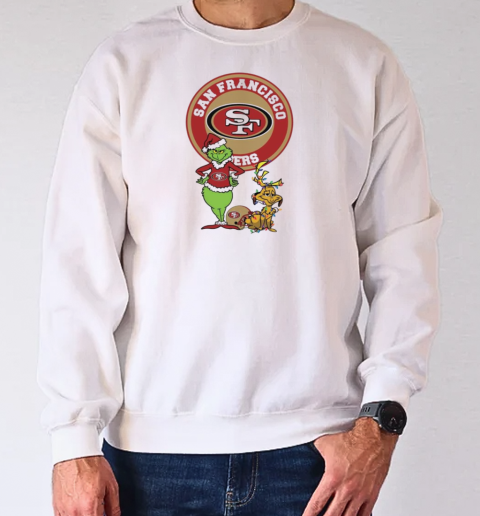 Grinch And Max San Francisco 49ers Merry Christmas 2024 T-Shirt Unisex Sweatshirt