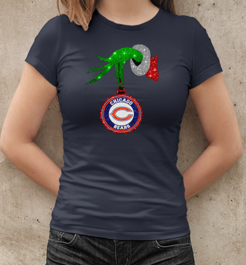 Grinch Hand Holding Chicago Bears Christmas T-Shirt Classic Women's T-shirt