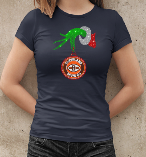 Grinch Hand Holding Cleveland Browns Christmas T-Shirt Classic Women's T-shirt